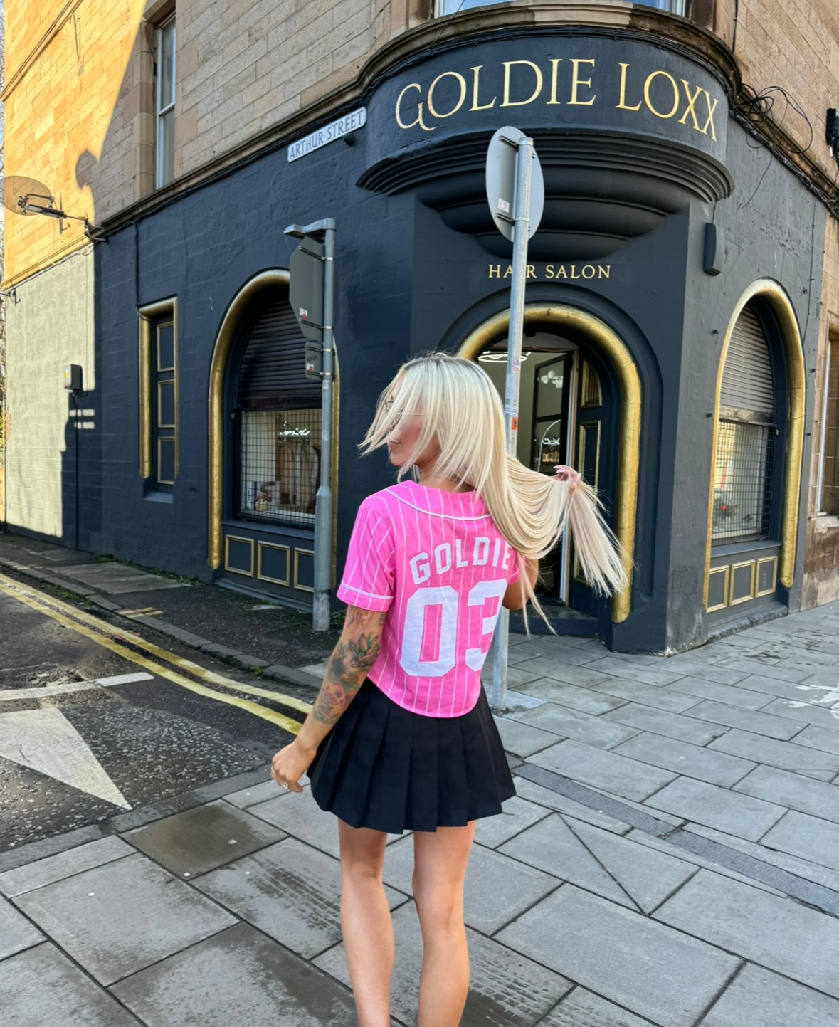 Goldie Loxx 2023 Cropped Baseball Shirt (Hot Pink)